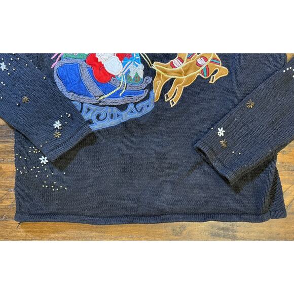 Vintage Designers Originals Ho Ho Ho Full Zip Christmas Sweater Petite Medium - Picture 8 of 10